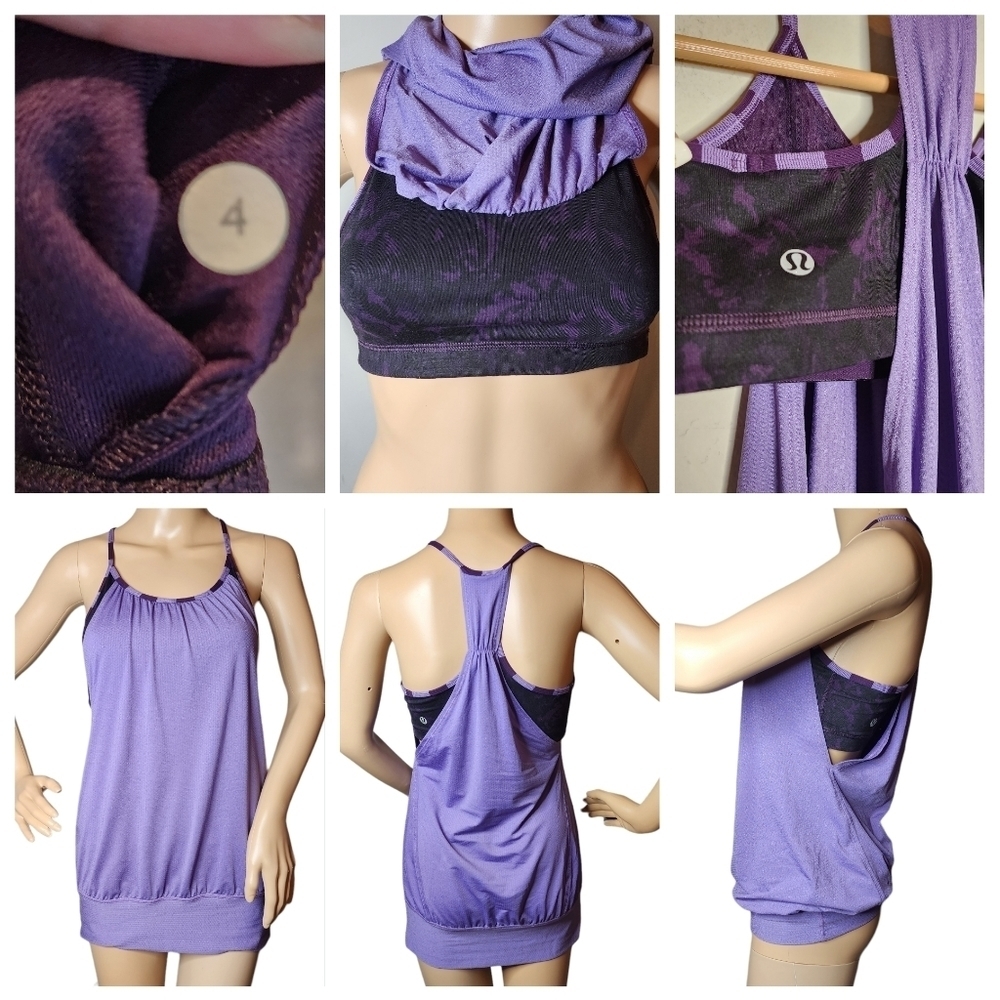 Lululemon No limit tank in light and dark purple.